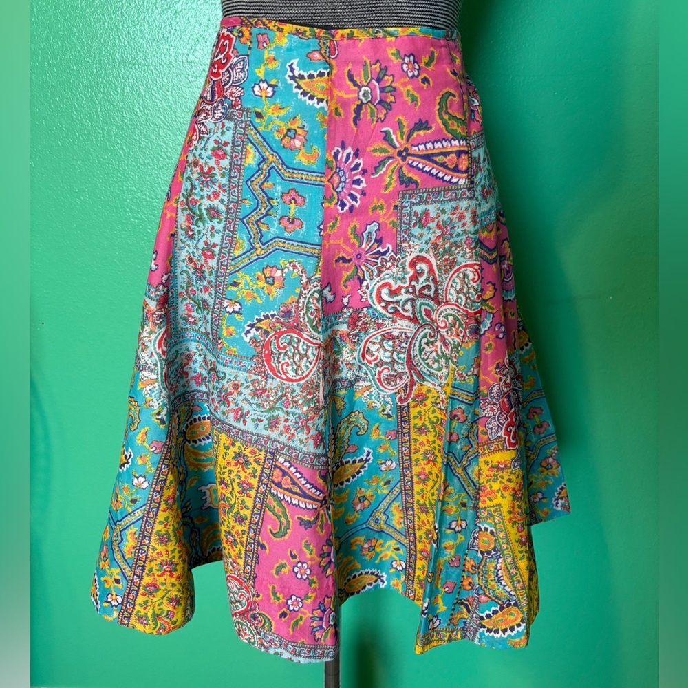 American Living Pink and Blue A-Line Skirt